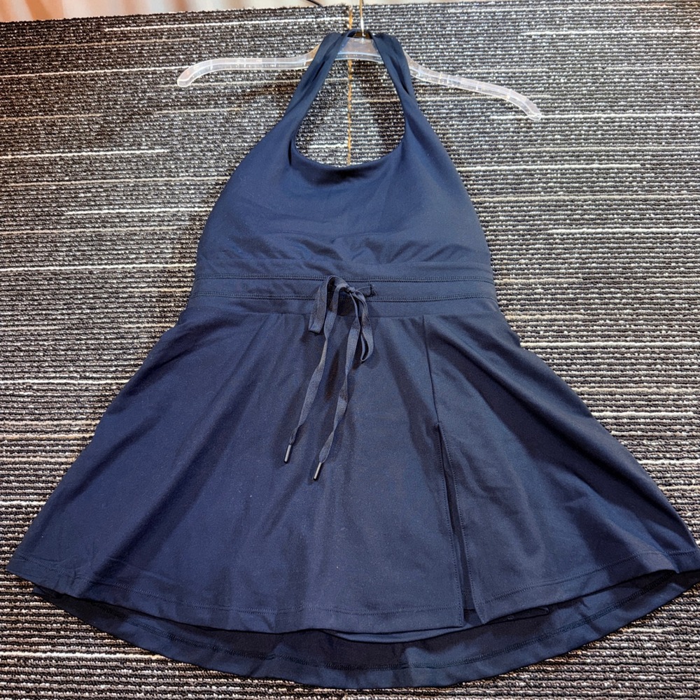 Blogilates Game Set Match Dress Women M NWT Jet Black Halter Athletic
